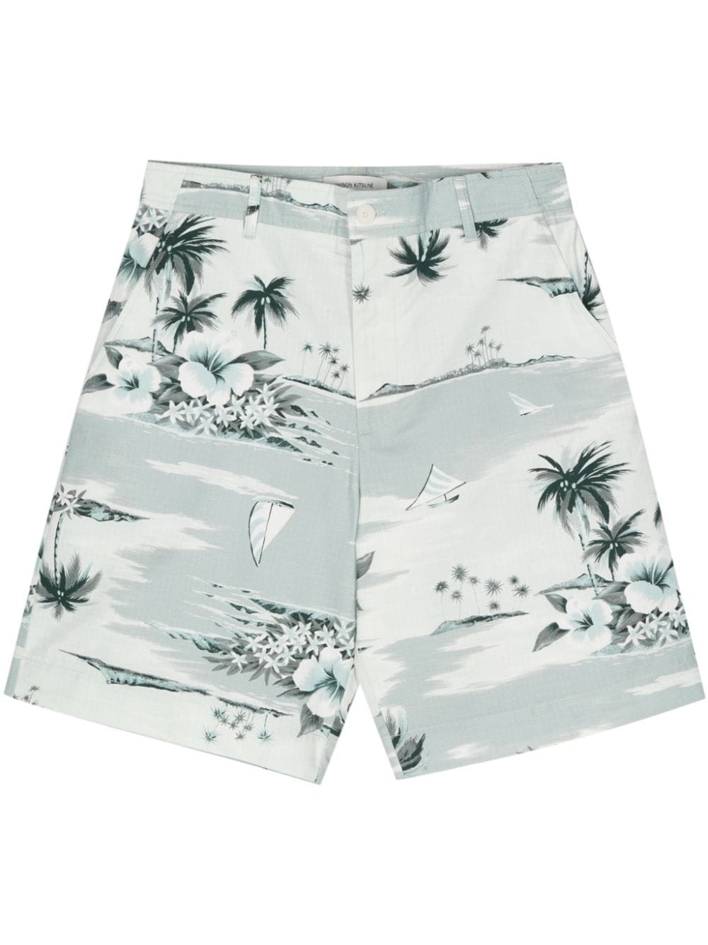 Maison Kitsuné graphic-print deck shorts - Blue von Maison Kitsuné