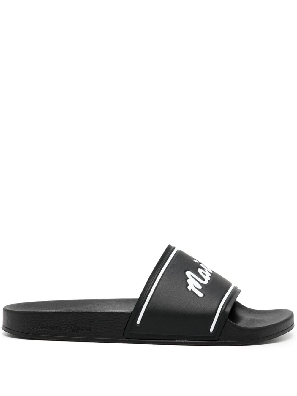 Maison Kitsuné MAISON KITSUNE HANDWRITTING SLIDES - Black von Maison Kitsuné