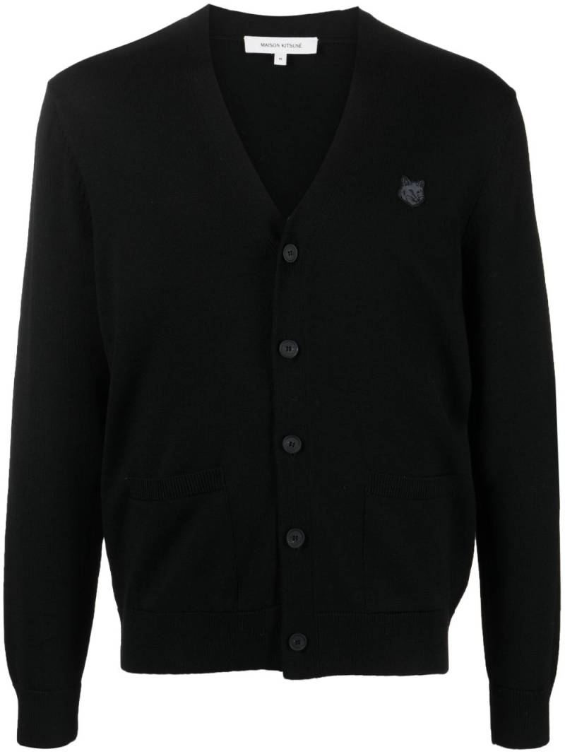 Maison Kitsuné V-neck wool cardigan - Black von Maison Kitsuné