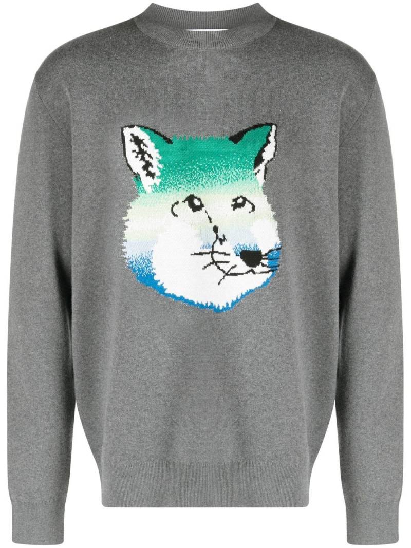 Maison Kitsuné Vibrant Fox Head intarsia pullover - Grey von Maison Kitsuné