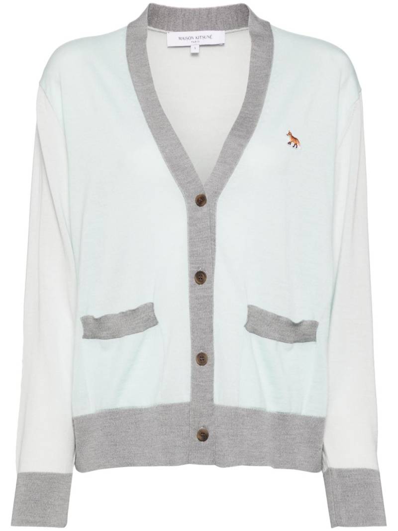 Maison Kitsuné baby fox patch color block cardigan - Green von Maison Kitsuné