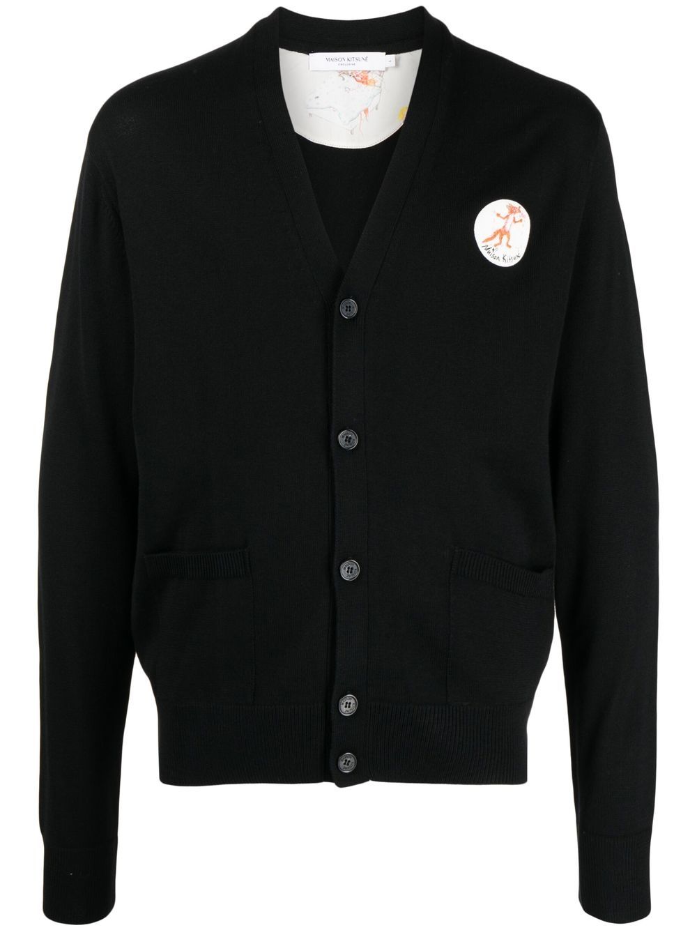 Maison Kitsuné chest logo-patch knit cardigan - Black von Maison Kitsuné