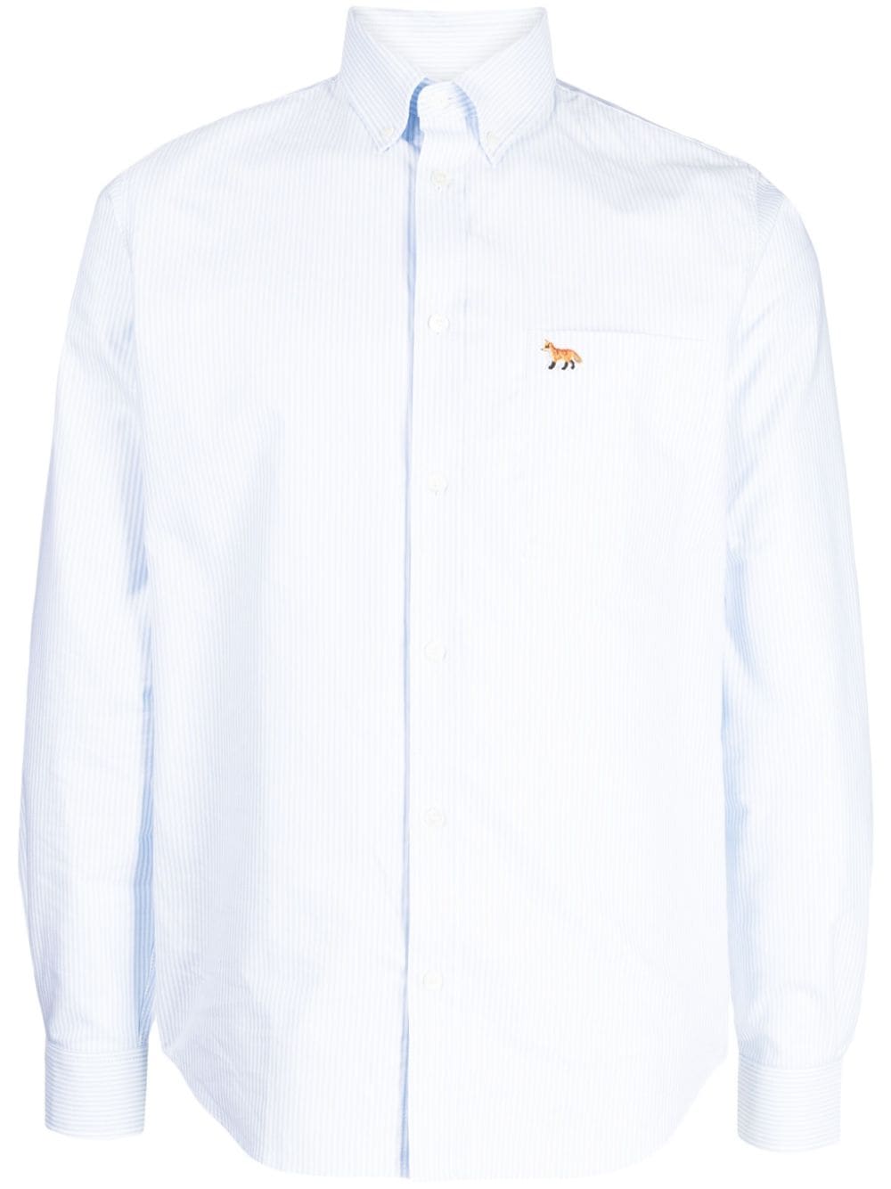 Maison Kitsuné embroidered-fox cotton shirt - Blue von Maison Kitsuné