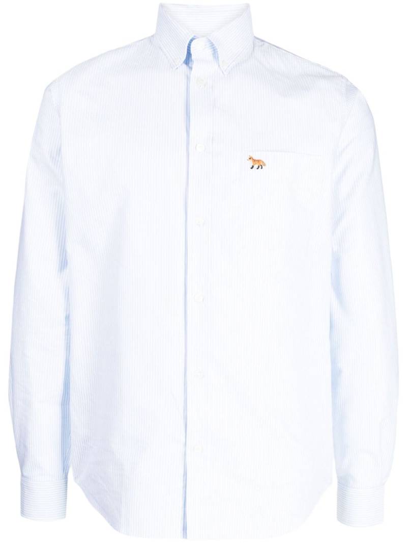 Maison Kitsuné embroidered-fox cotton shirt - Blue von Maison Kitsuné