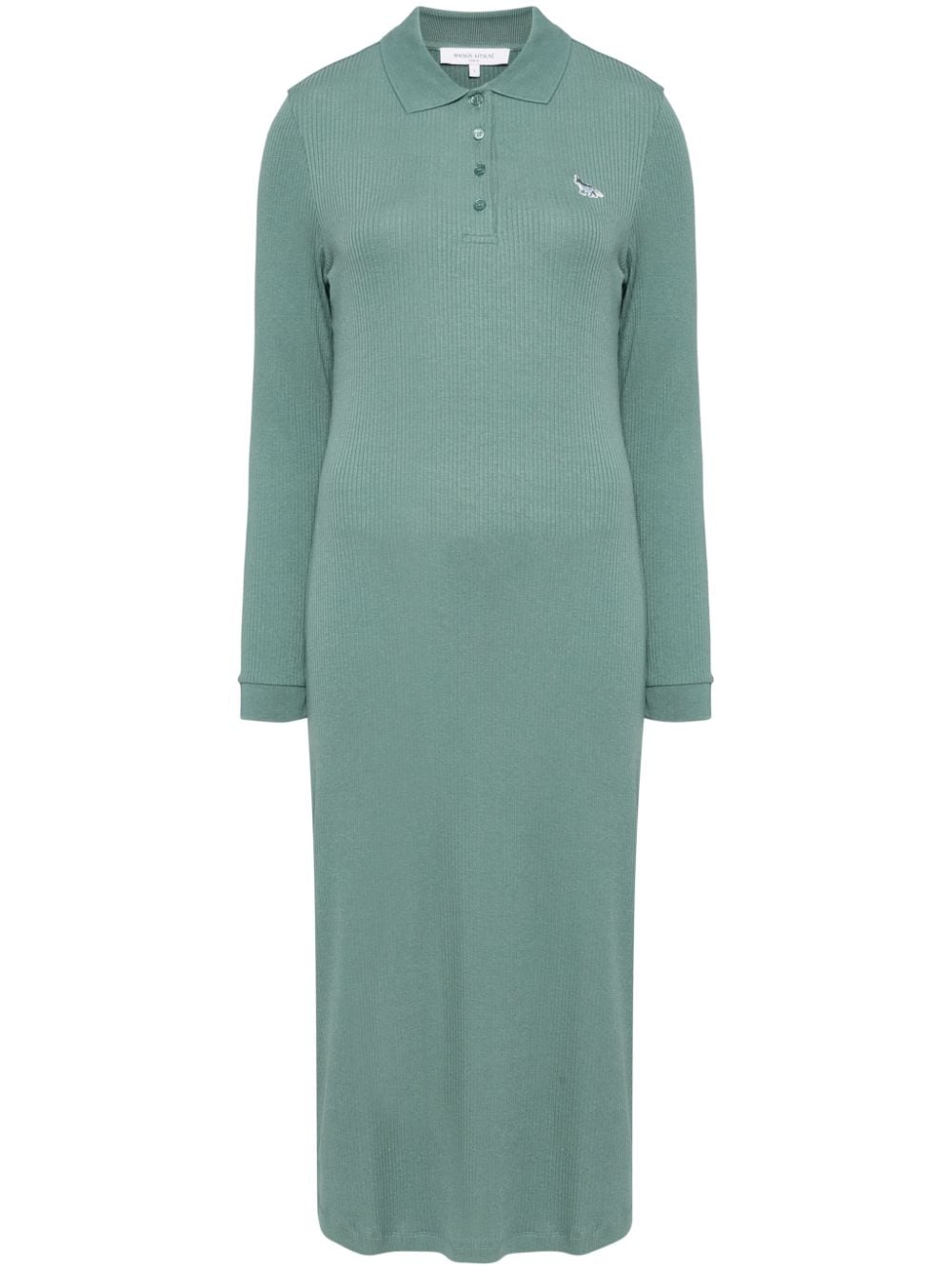 Maison Kitsuné fine ribbed long sleeves polo dress - Green von Maison Kitsuné