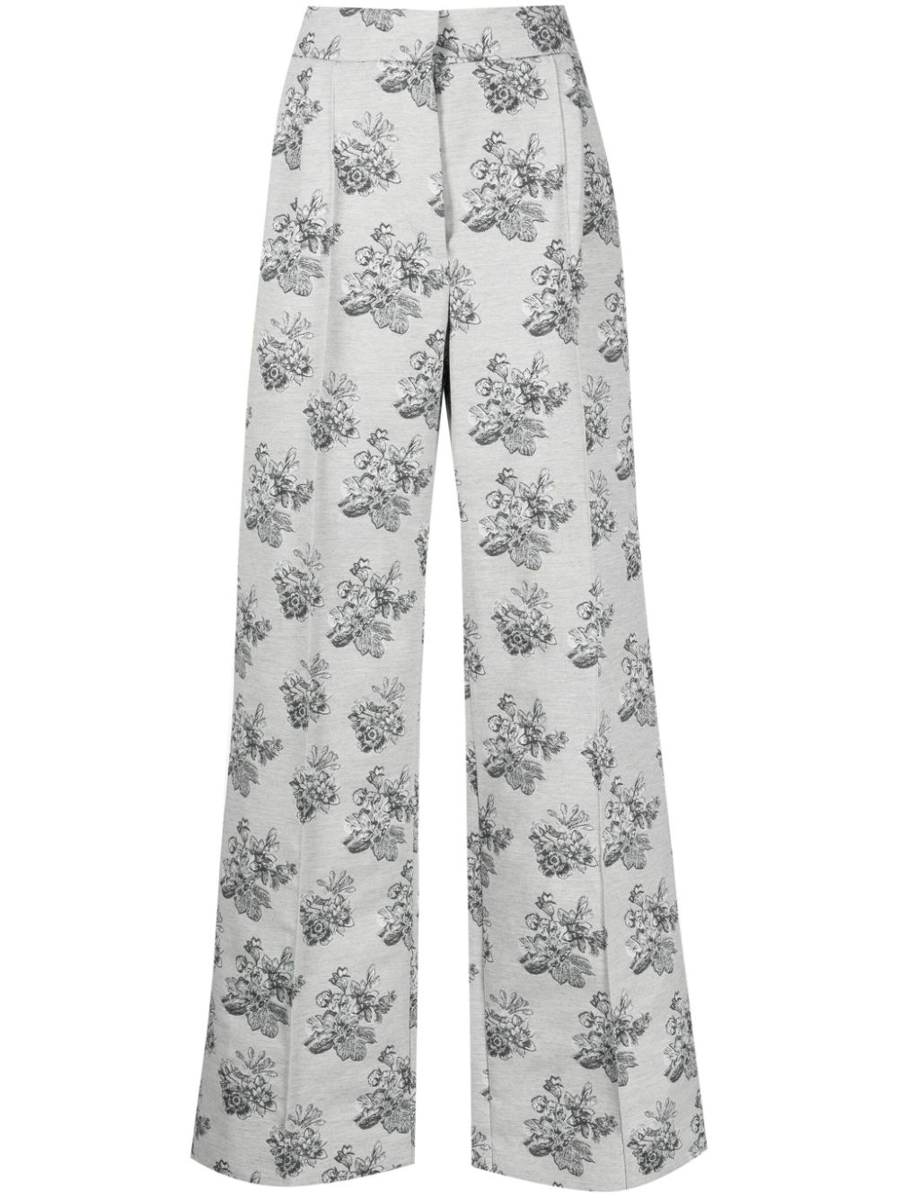 Maison Kitsuné floral-jacquard straight-leg trousers - Grey von Maison Kitsuné