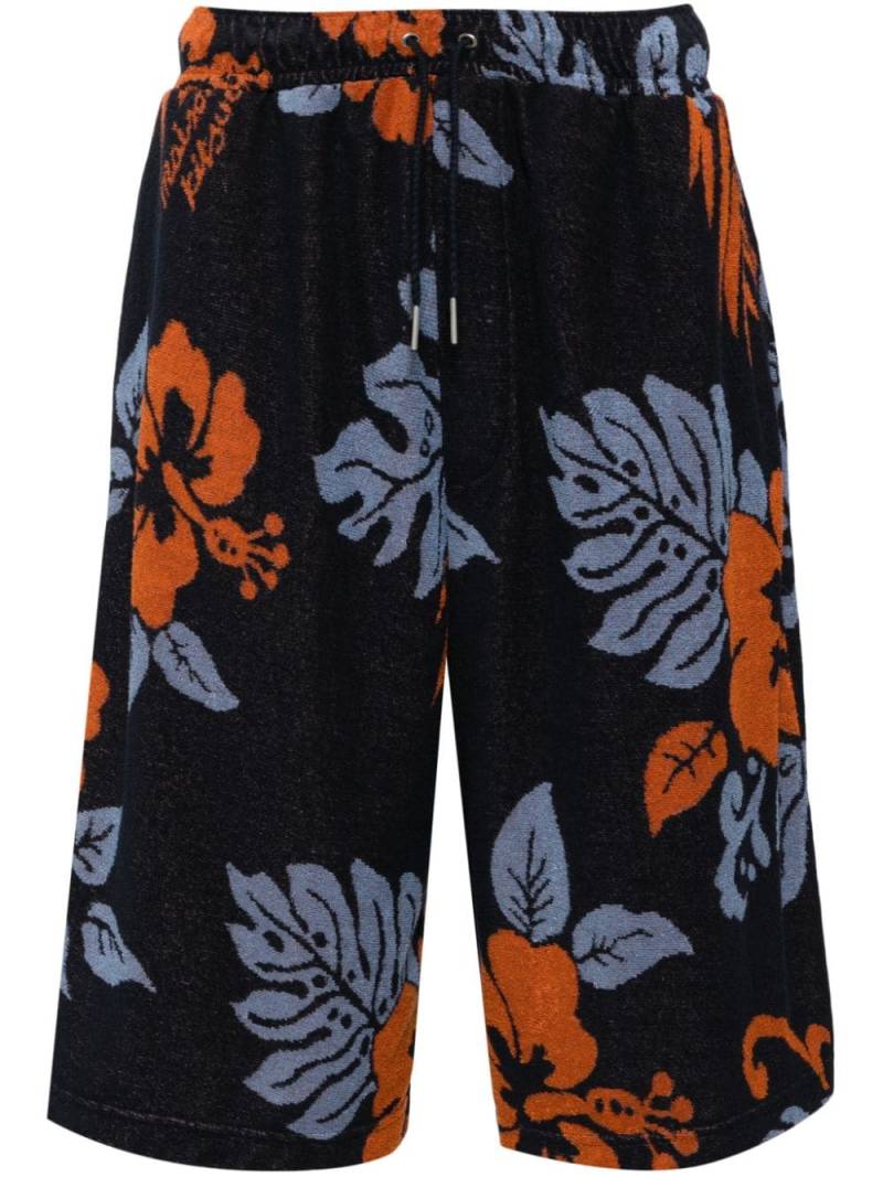 Maison Kitsuné floral-print cotton shorts - Blue von Maison Kitsuné