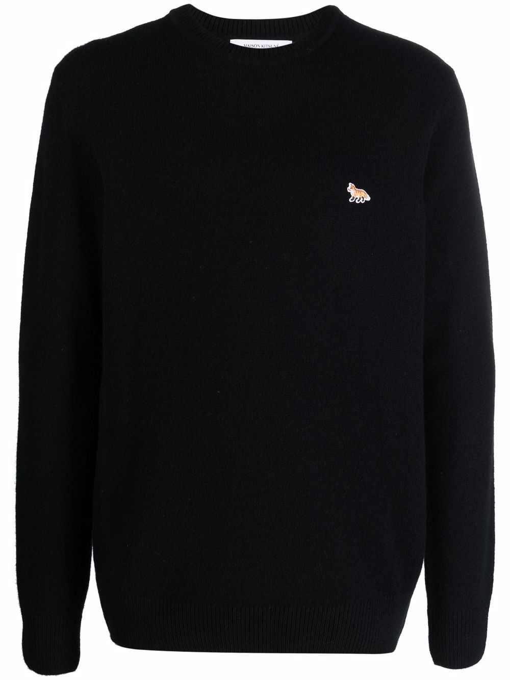 Maison Kitsuné fox-appliqué wool jumper - Black von Maison Kitsuné