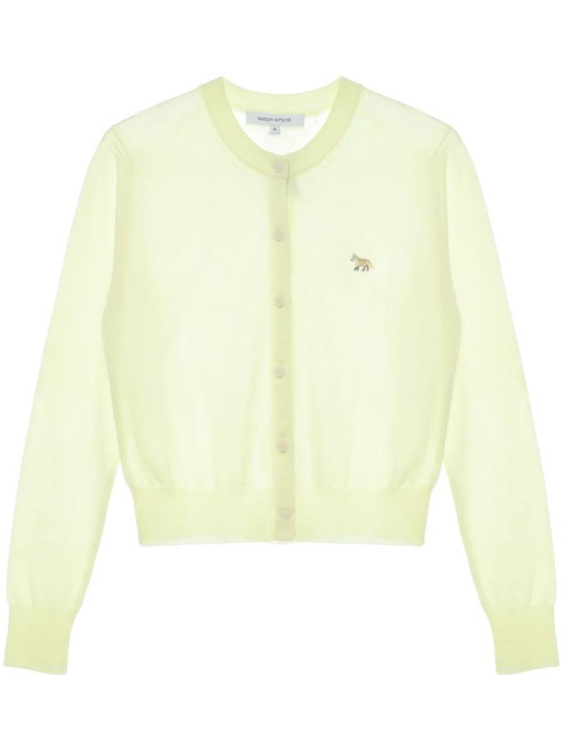 Maison Kitsuné fox-embroidered wool cardigan - Yellow von Maison Kitsuné