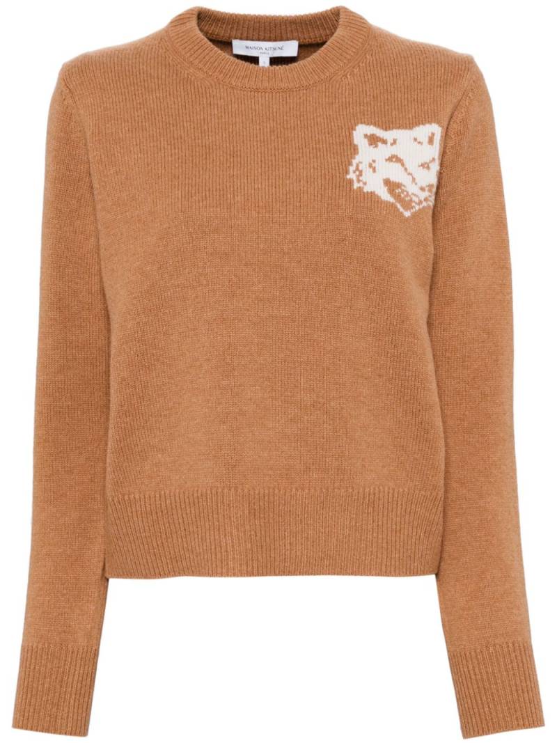 Maison Kitsuné fox-head intarsia jumper - Neutrals von Maison Kitsuné