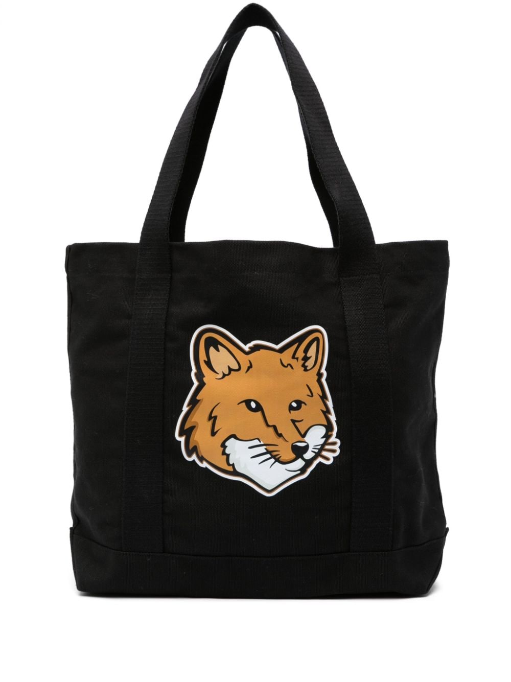 Maison Kitsuné fox head-print cotton tote - Black von Maison Kitsuné