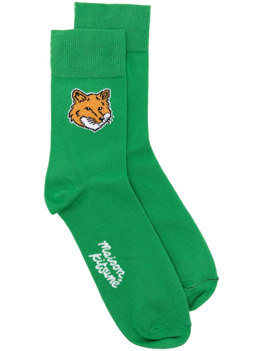 Maison Kitsuné fox head socks - Green von Maison Kitsuné