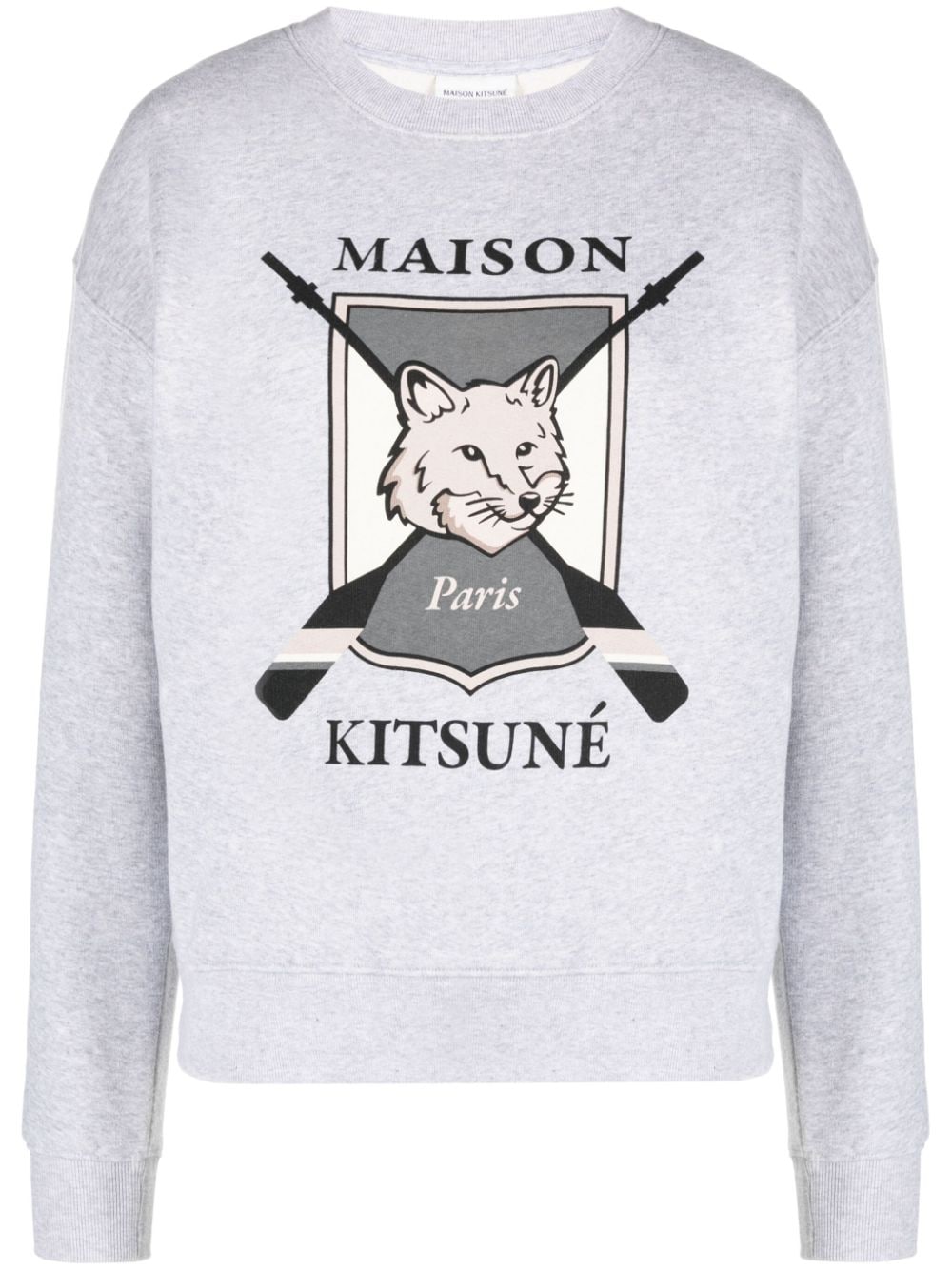 Maison Kitsuné fox-motif mélange cotton sweatshirt - Grey von Maison Kitsuné
