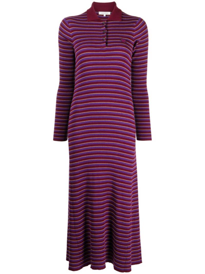 Maison Kitsuné fox-patch striped midi dress - Purple von Maison Kitsuné