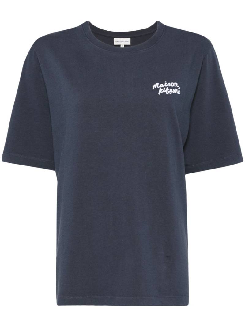 Maison Kitsuné handwriting logo T-shirt - Blue von Maison Kitsuné