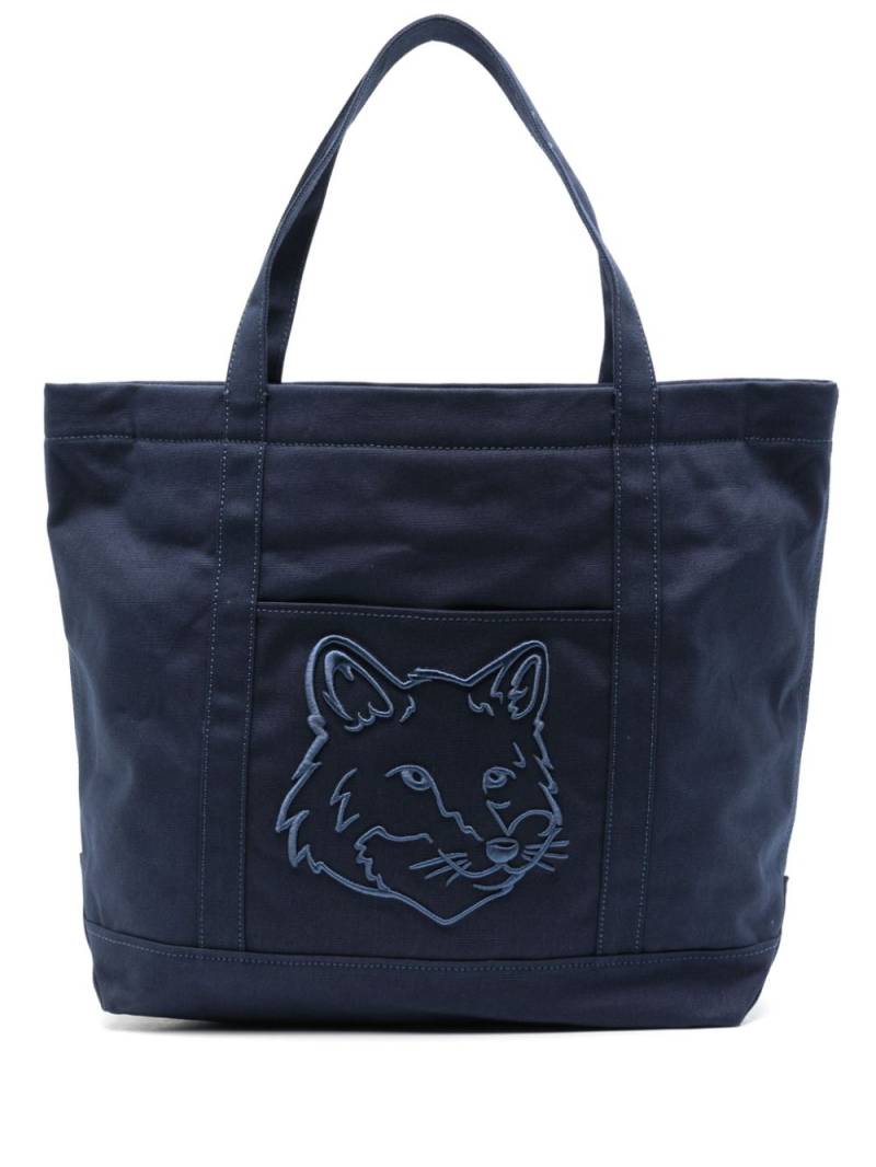 Maison Kitsuné large Fox Head cotton tote - Blue von Maison Kitsuné