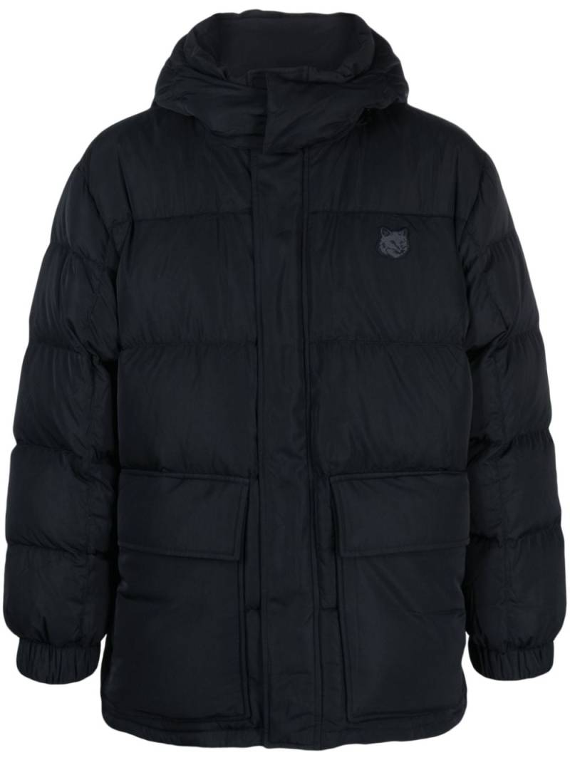 Maison Kitsuné logo-appliqué hooded puffer jacket - Black von Maison Kitsuné