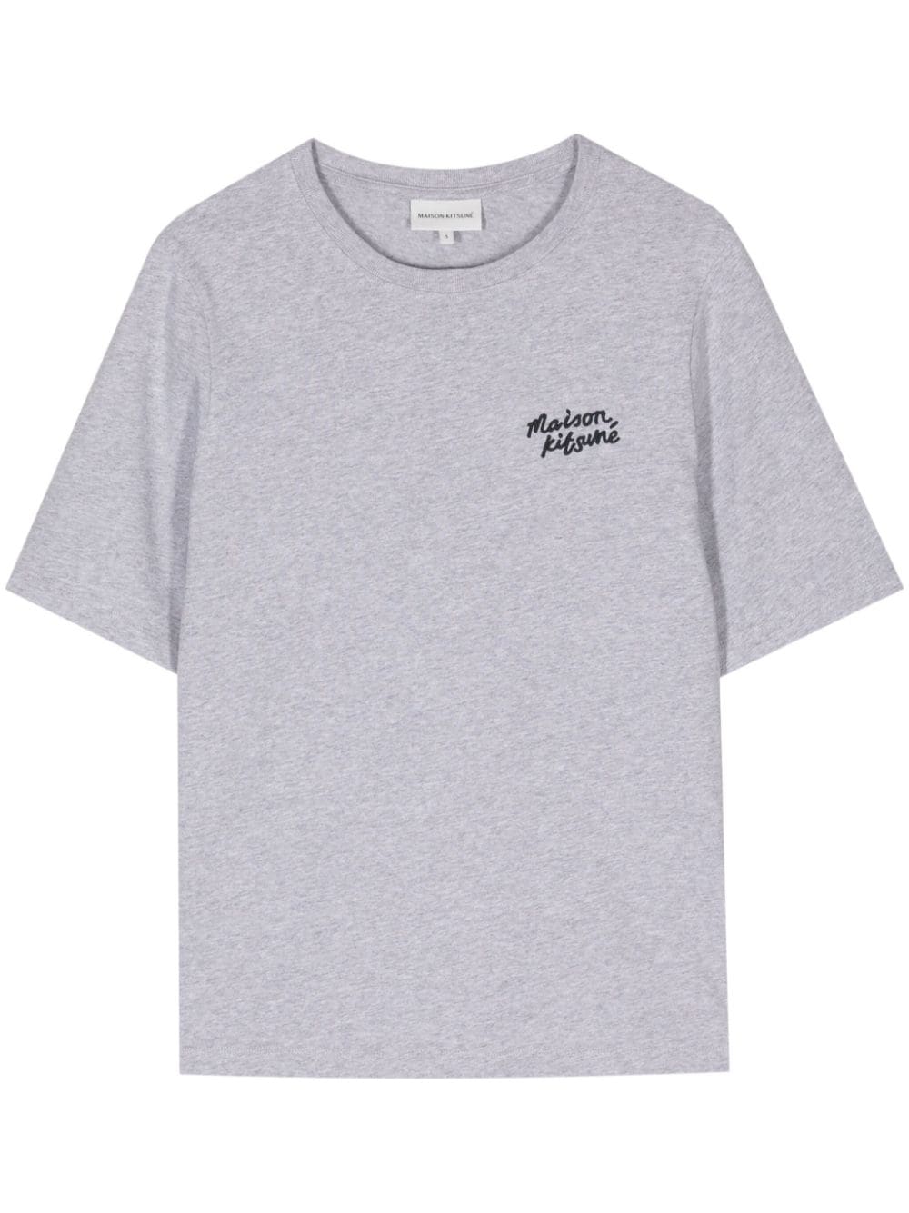 Maison Kitsuné logo-embroidered cotton T-shirt - Grey von Maison Kitsuné