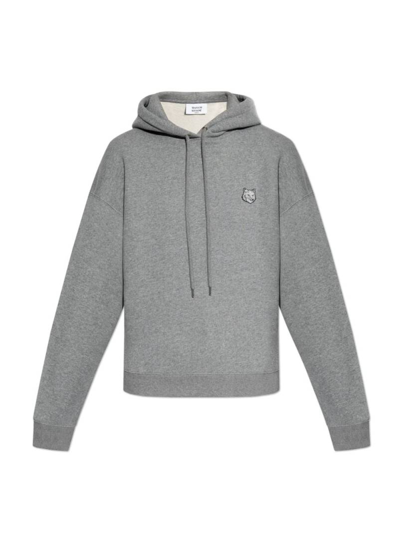 Maison Kitsuné logo-embroidered cotton hoodie - Grey von Maison Kitsuné