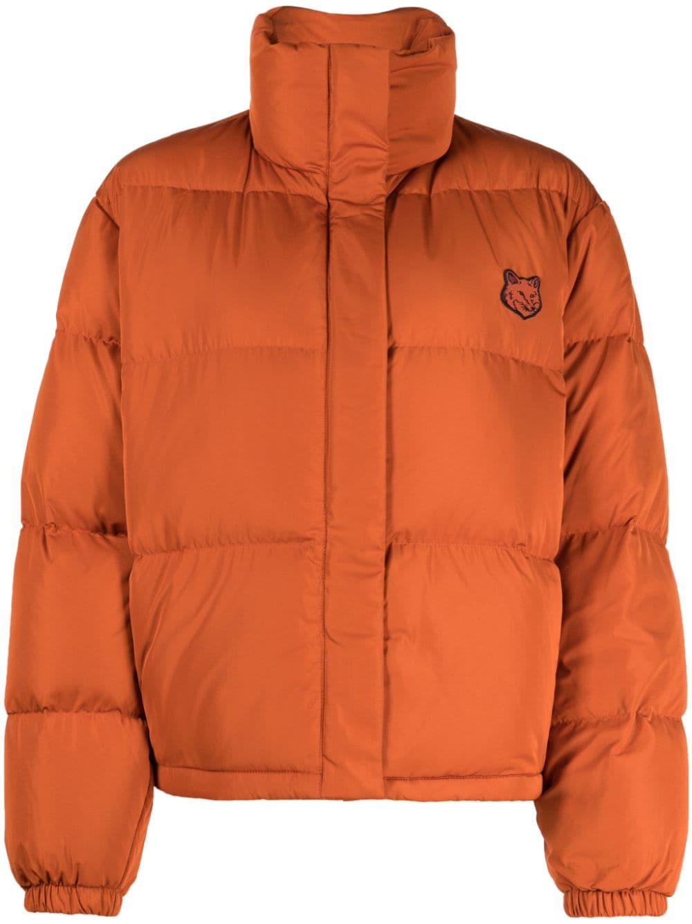 Maison Kitsuné logo-embroidered high-neck padded jacket - Orange von Maison Kitsuné