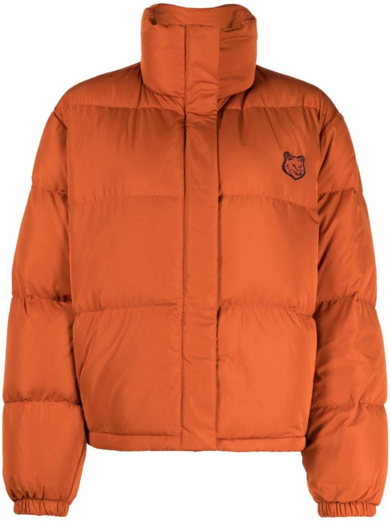 Maison Kitsuné logo-embroidered high-neck padded jacket - Orange von Maison Kitsuné