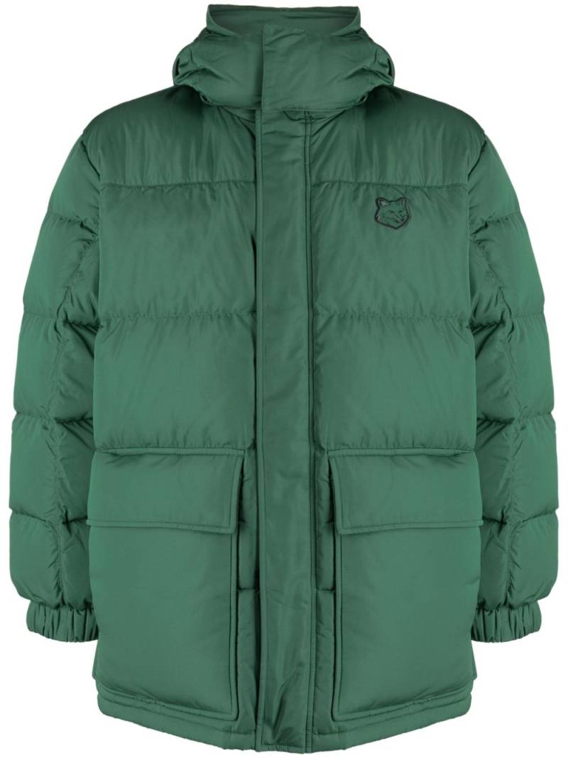 Maison Kitsuné Fox-patch hooded padded coat - Green von Maison Kitsuné