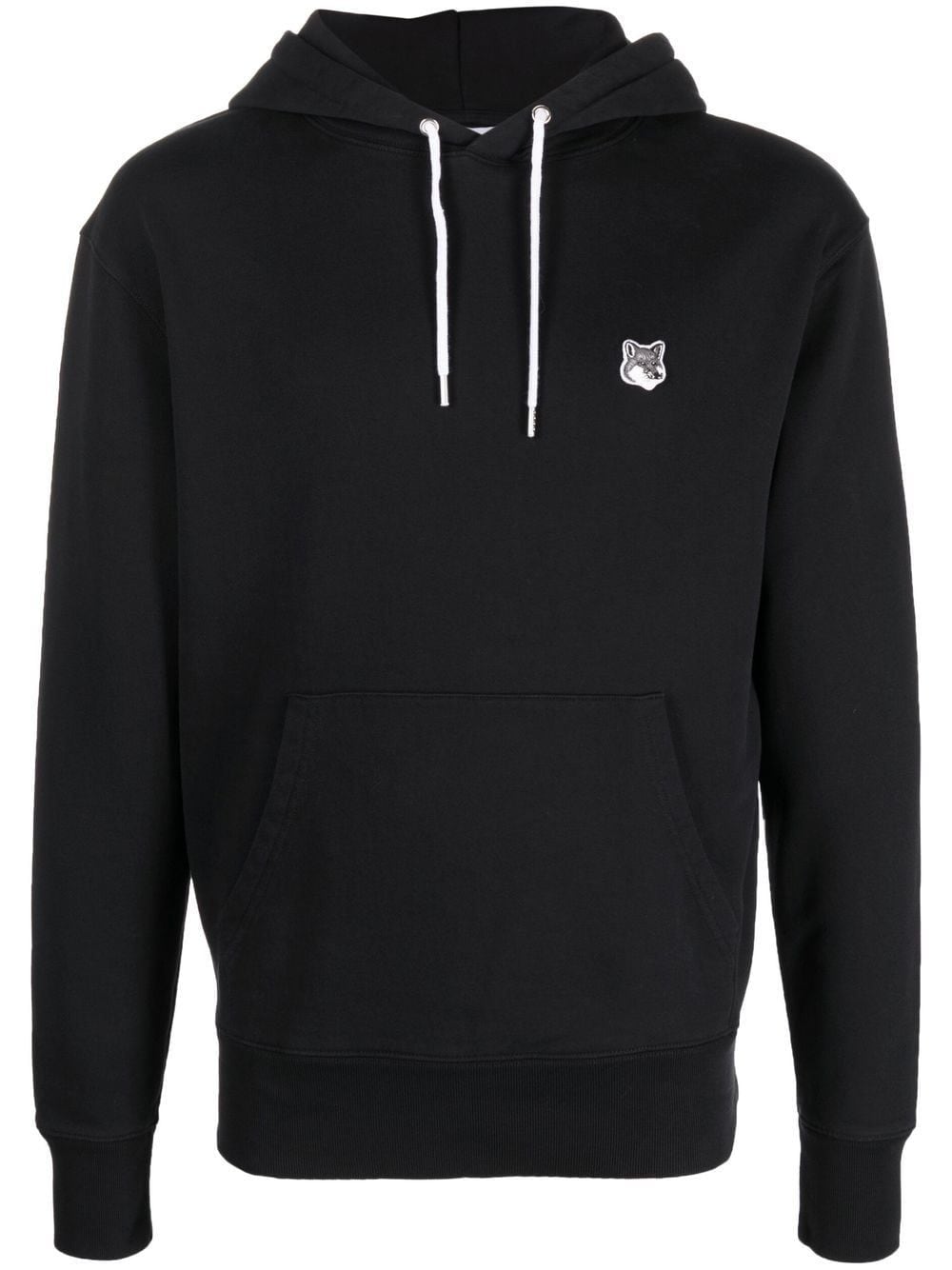 Maison Kitsuné logo-embroidered long-sleeved cotton hoodie - Black von Maison Kitsuné