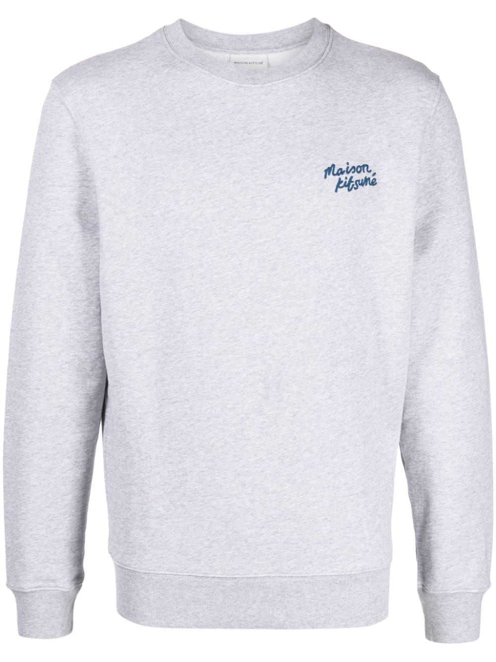 Maison Kitsuné logo-embroidered mélange-effect sweatshirt - Grey von Maison Kitsuné