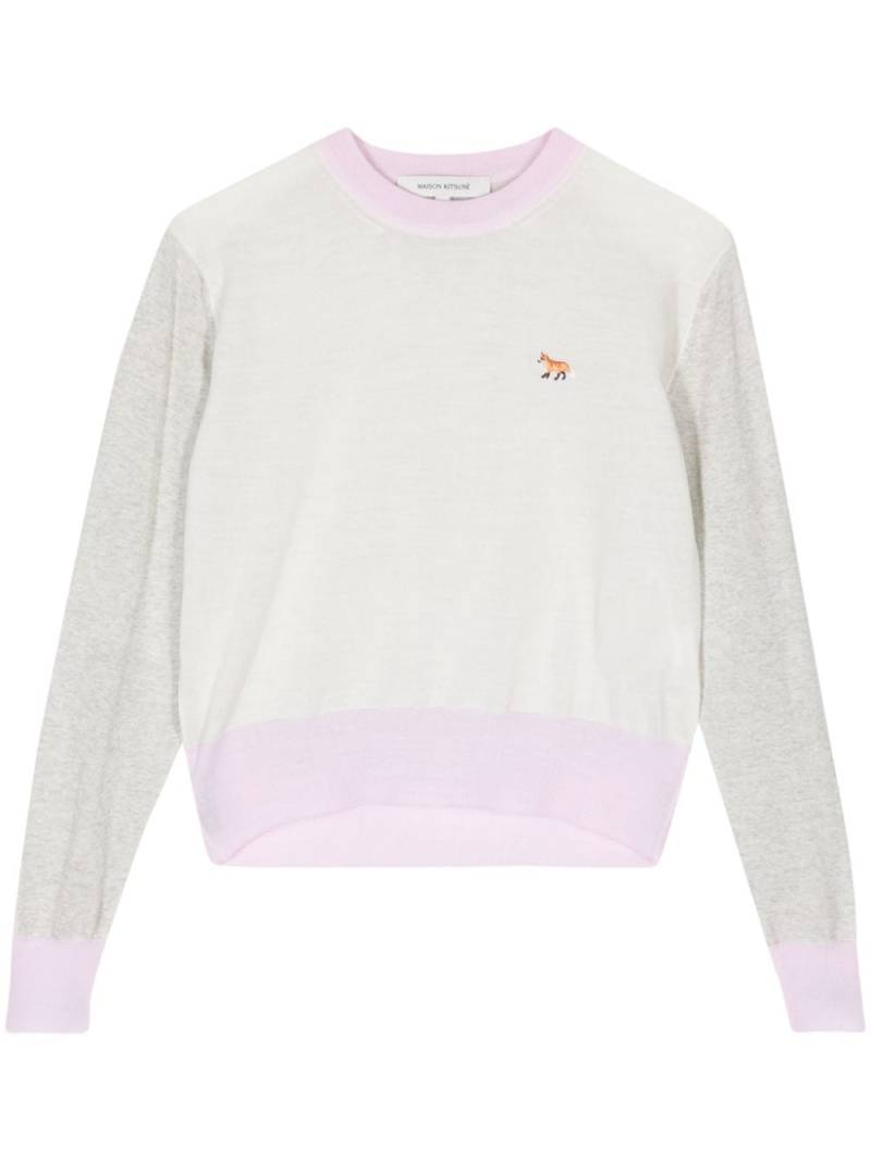 Maison Kitsuné logo-embroidered merino jumper - Grey von Maison Kitsuné