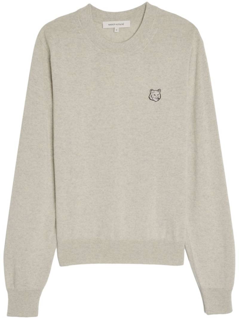 Maison Kitsuné logo-embroidered merino jumper - Neutrals von Maison Kitsuné