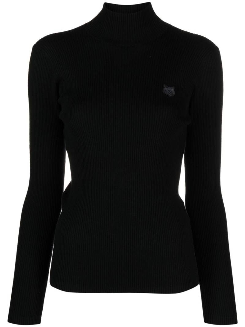 Maison Kitsuné logo-embroidered roll-neck jumper - Black von Maison Kitsuné