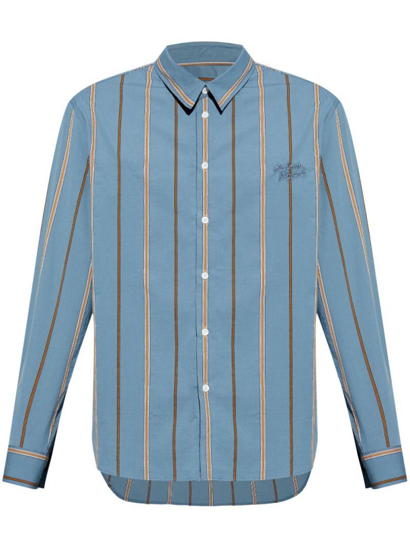 Maison Kitsuné logo-embroidered striped shirt - Blue von Maison Kitsuné