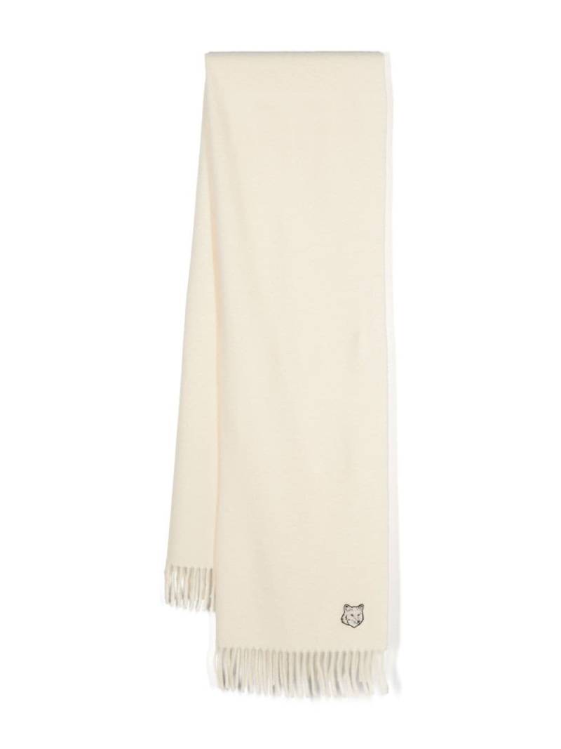 Maison Kitsuné logo-embroidered virgin wool scarf - White von Maison Kitsuné