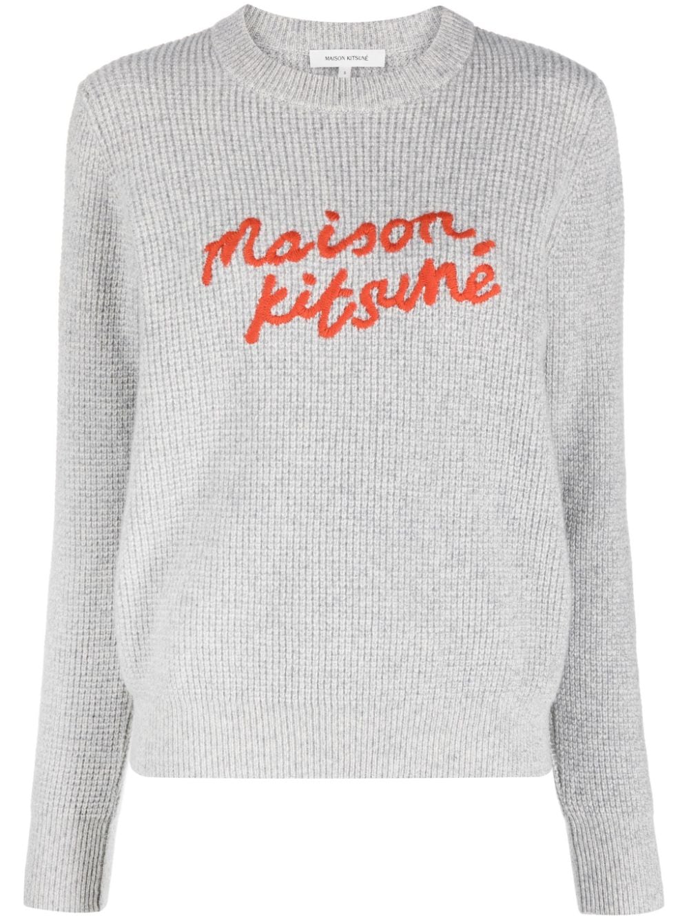 Maison Kitsuné logo-embroidered waffle-knit jumper - Grey von Maison Kitsuné