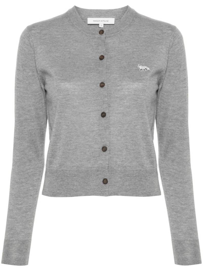 Maison Kitsuné logo-embroidered wool cardigan - Grey von Maison Kitsuné