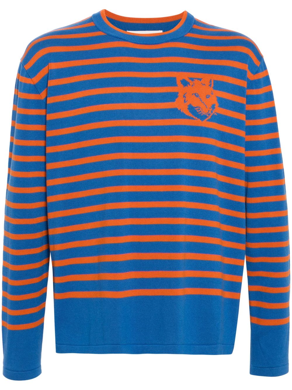 Maison Kitsuné logo-intarsia cotton jumper - Blue von Maison Kitsuné