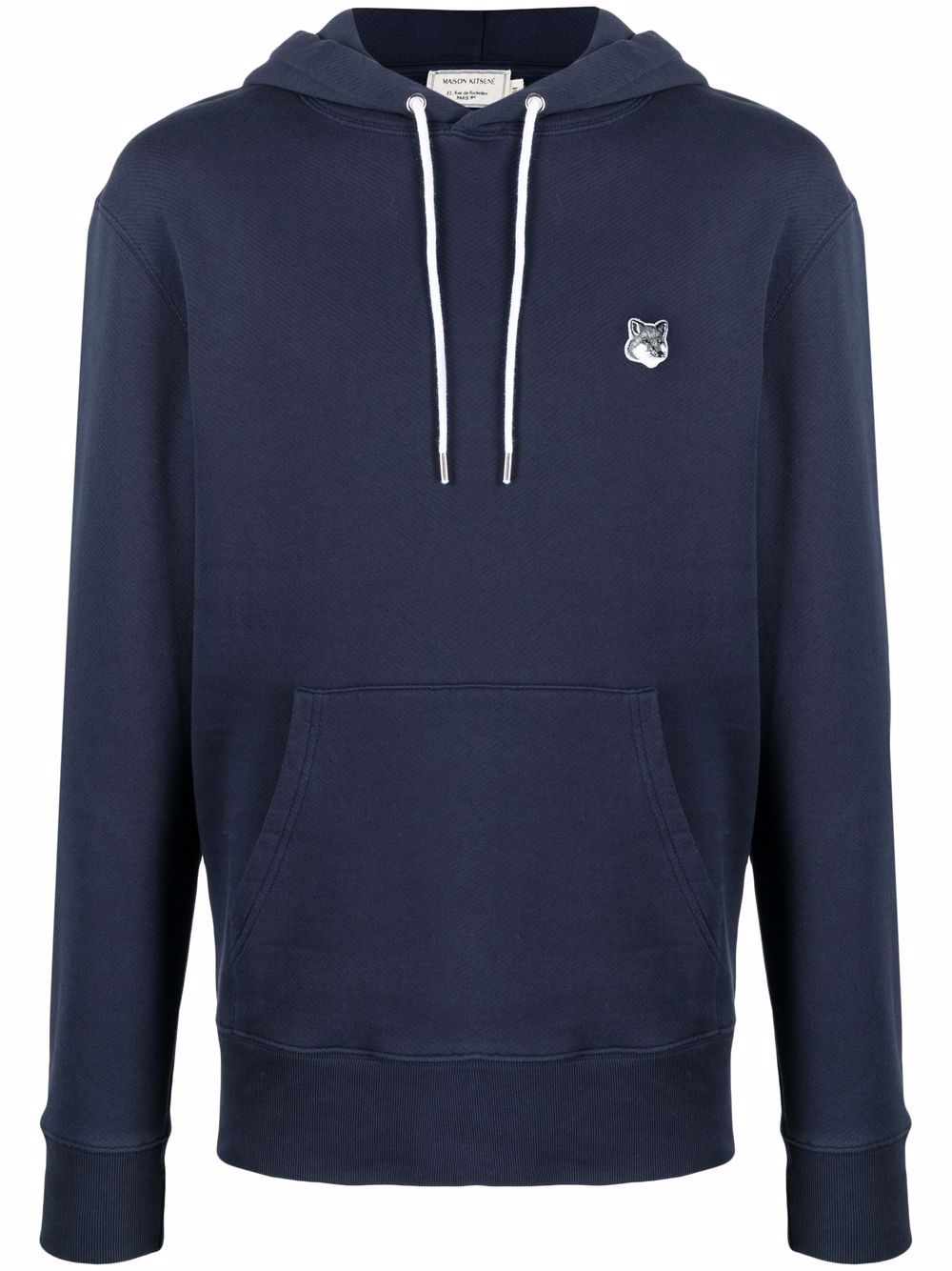 Maison Kitsuné logo-patch cotton hoodie - Blue von Maison Kitsuné