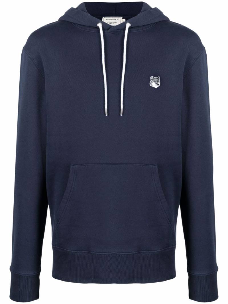 Maison Kitsuné logo-patch cotton hoodie - Blue von Maison Kitsuné