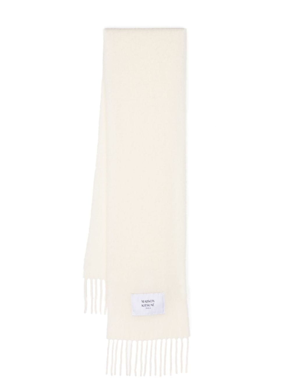 Maison Kitsuné logo-patch fringed scarf - White von Maison Kitsuné