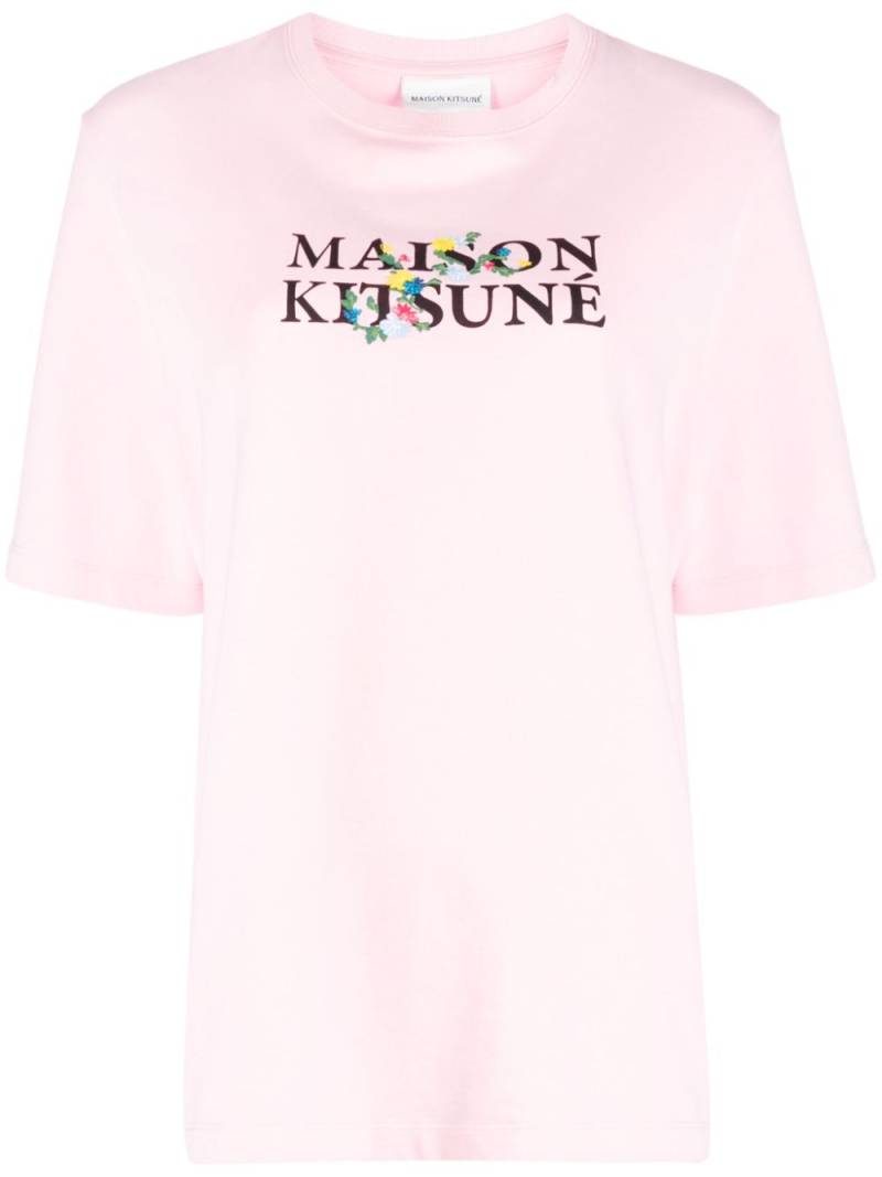 Maison Kitsuné logo-print cotton T-shirt - Pink von Maison Kitsuné