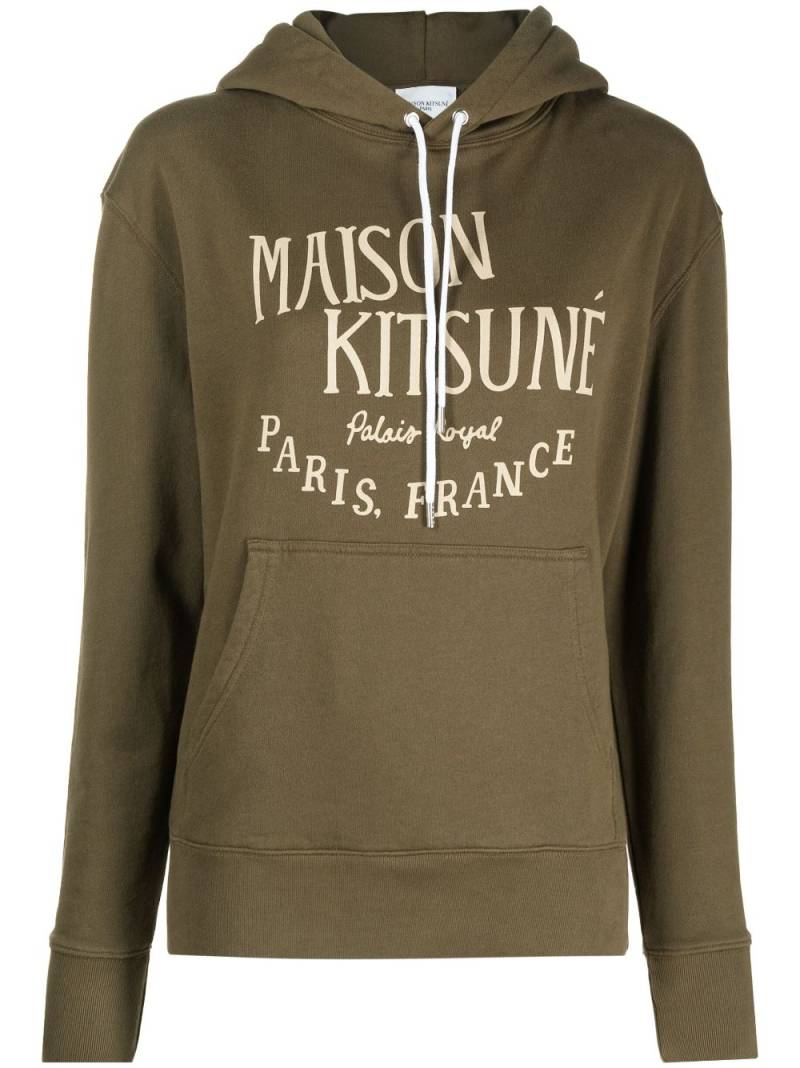 Maison Kitsuné logo-print cotton-jersey hoodie - Green von Maison Kitsuné