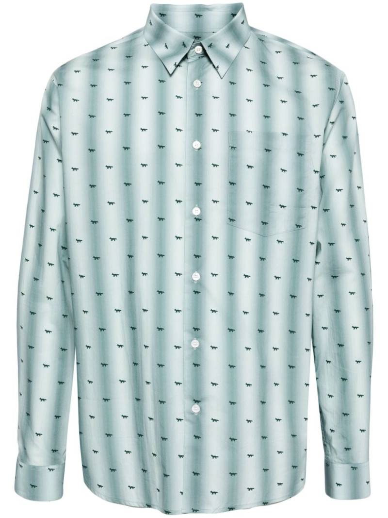 Maison Kitsuné logo-print cotton shirt - Green von Maison Kitsuné