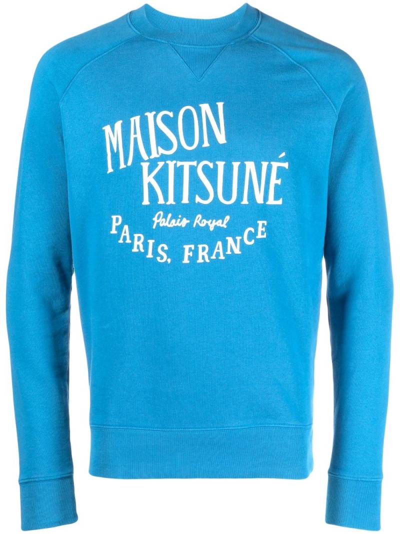 Maison Kitsuné logo-print cotton sweatshirt - Blue von Maison Kitsuné