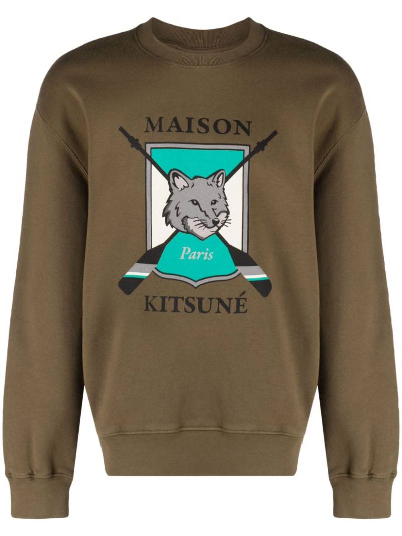 Maison Kitsuné logo-print cotton sweatshirt - Green von Maison Kitsuné