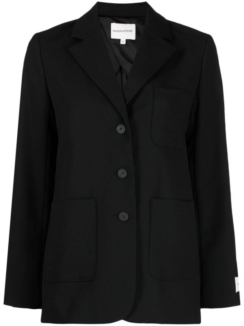 Maison Kitsuné logo-tag textured single-breasted blazer - Black von Maison Kitsuné