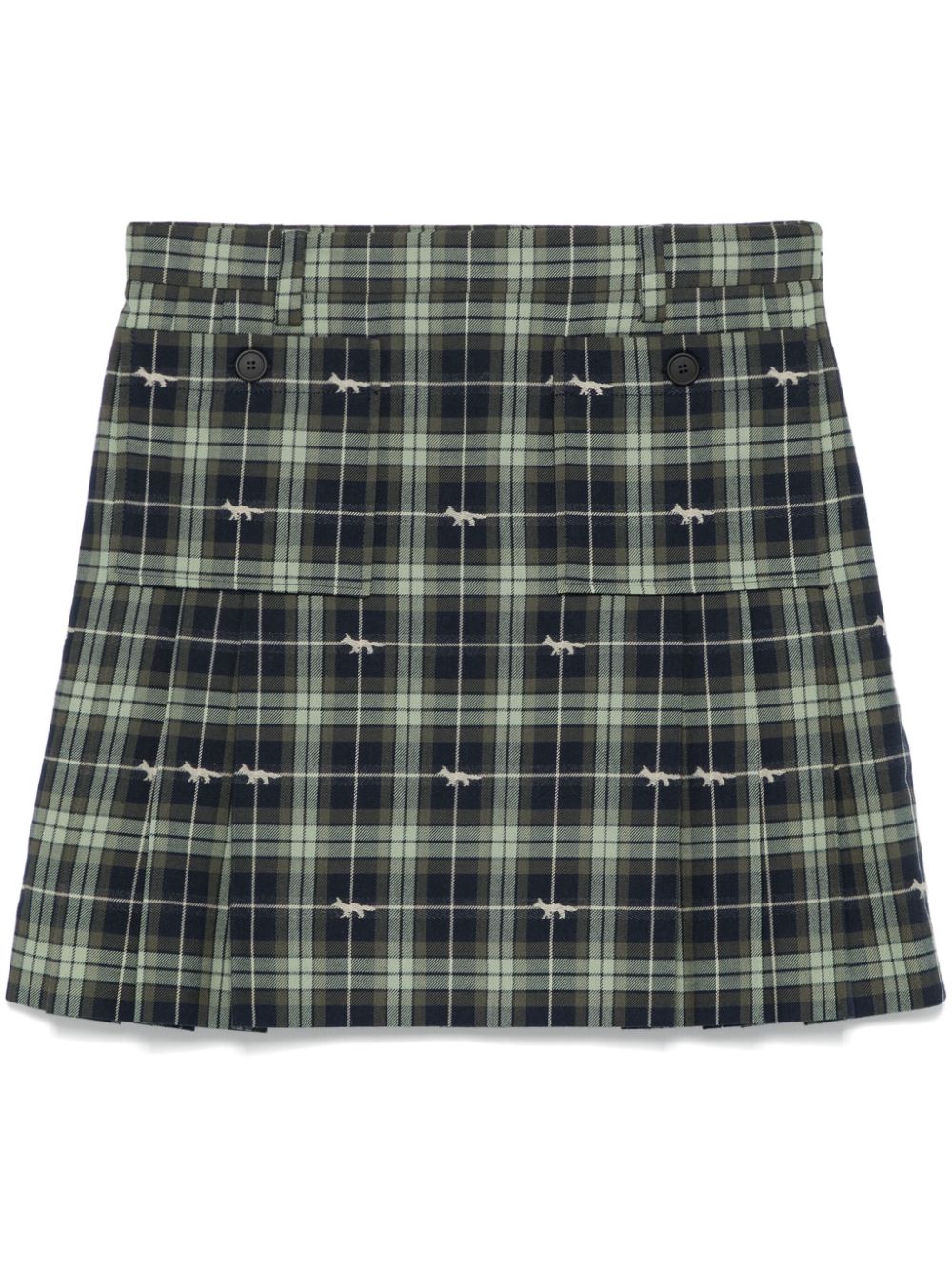 Maison Kitsuné pocket-embellished pleated mini skirt - Green von Maison Kitsuné