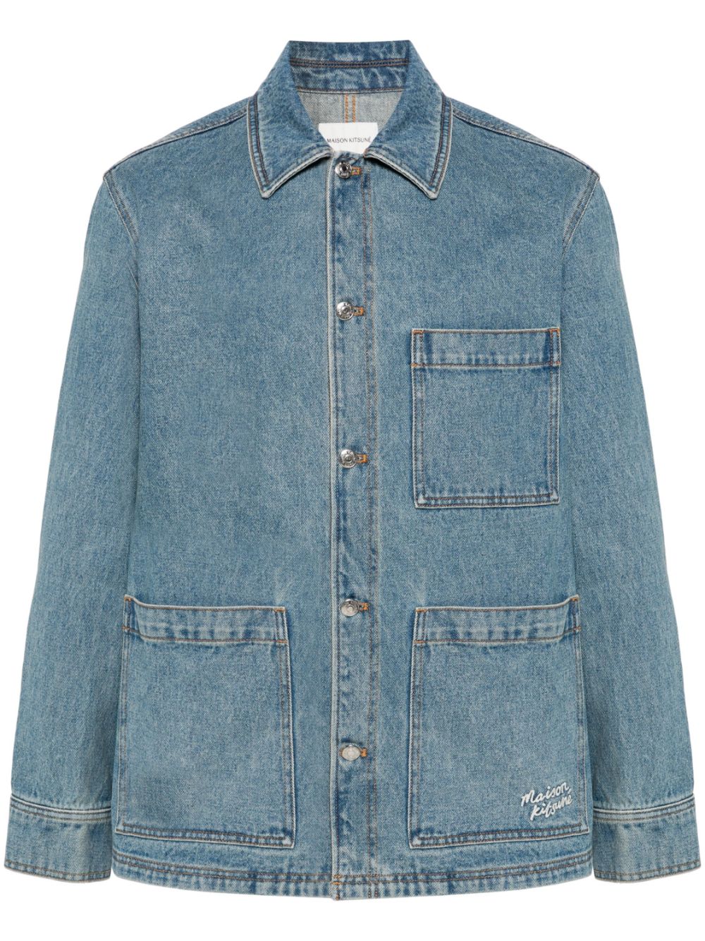 Maison Kitsuné spread-collar denim jacdket - Blue von Maison Kitsuné