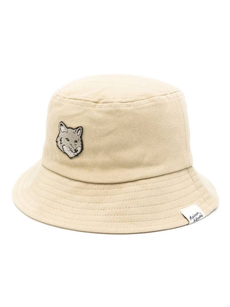 Maison Kitsuné Fox-motif cotton bucket hat - Neutrals von Maison Kitsuné