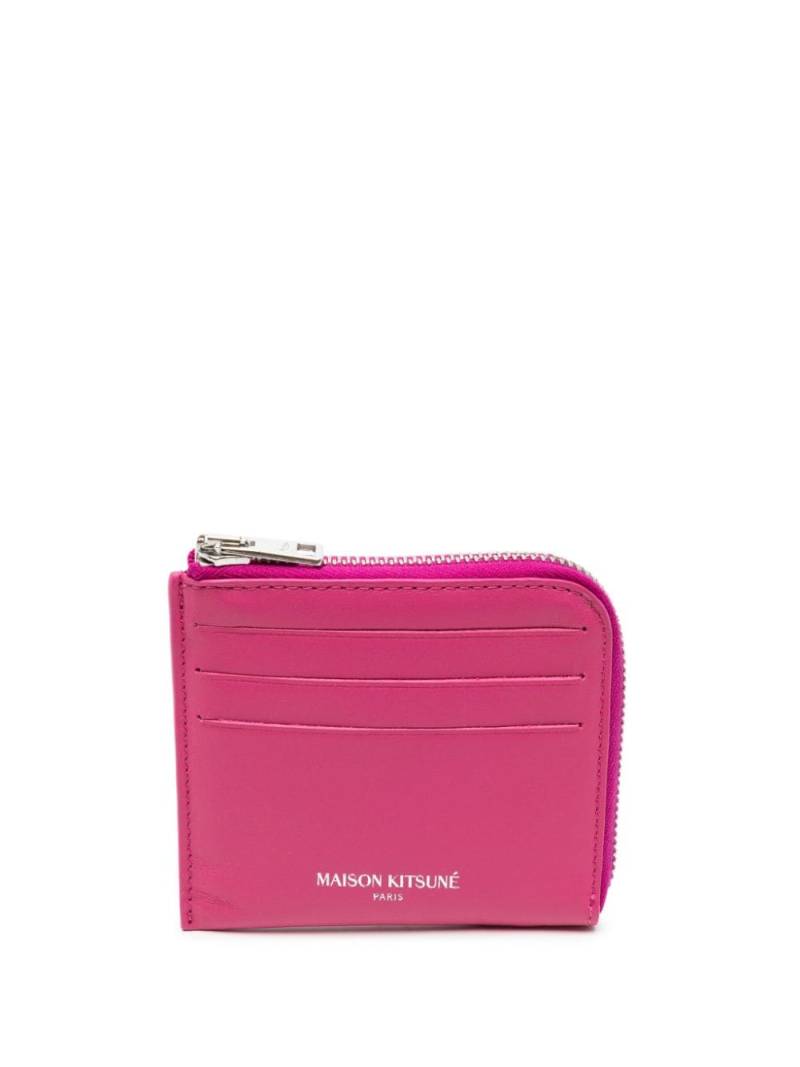 Maison Kitsuné zipped leather card holder - Pink von Maison Kitsuné