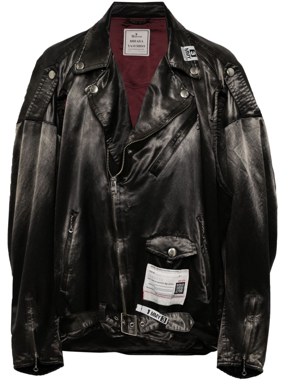 Maison MIHARA YASUHIRO Raiders satin-weave biker jacket - Black von Maison MIHARA YASUHIRO